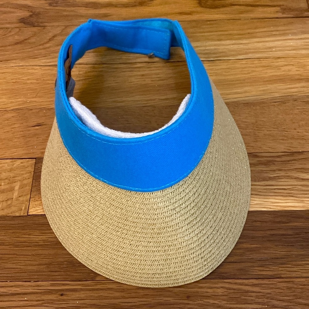 C.C Women’s Blue Straw Sun Visor OS